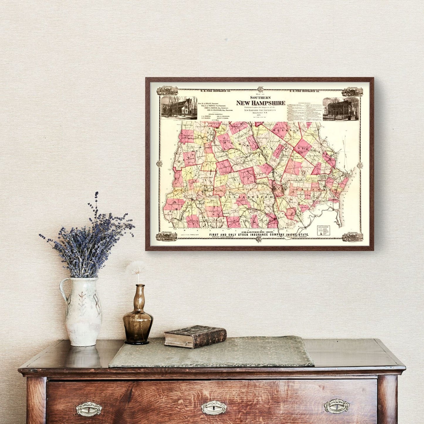 Vintage Map of New Hampshire, 1871
