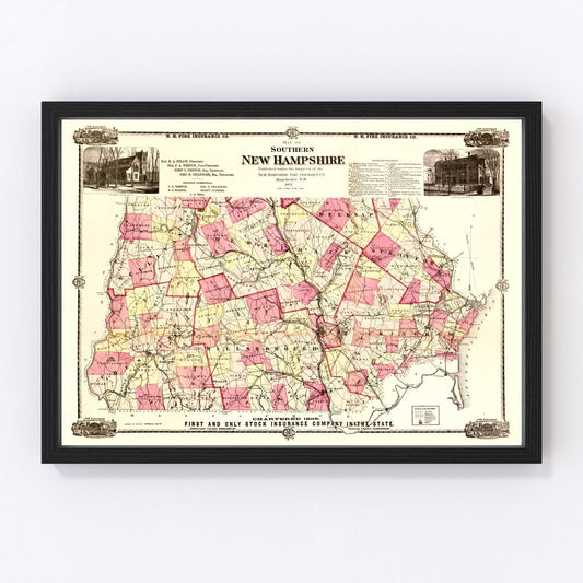 Vintage map of New Hampshire, 1871