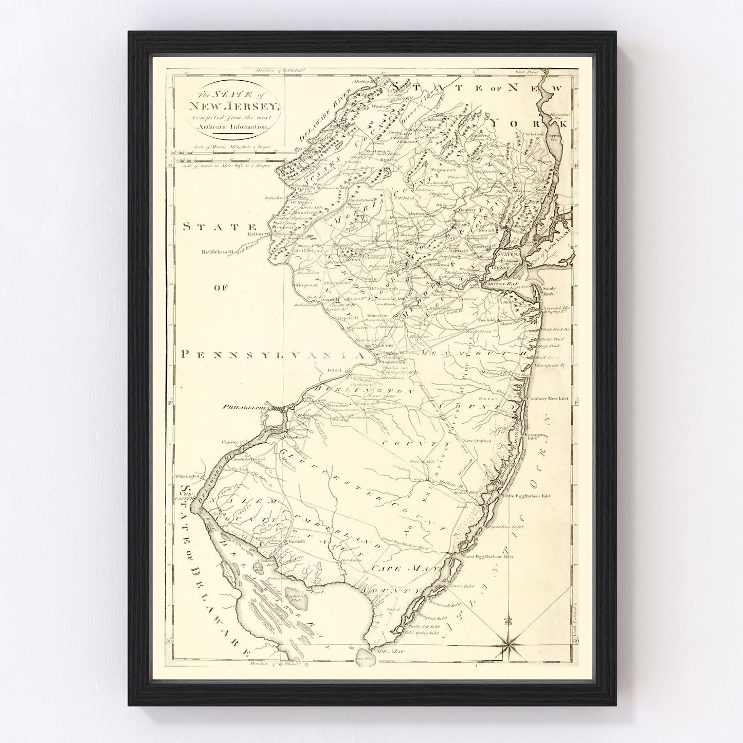 Vintage map of New Jersey, 1795