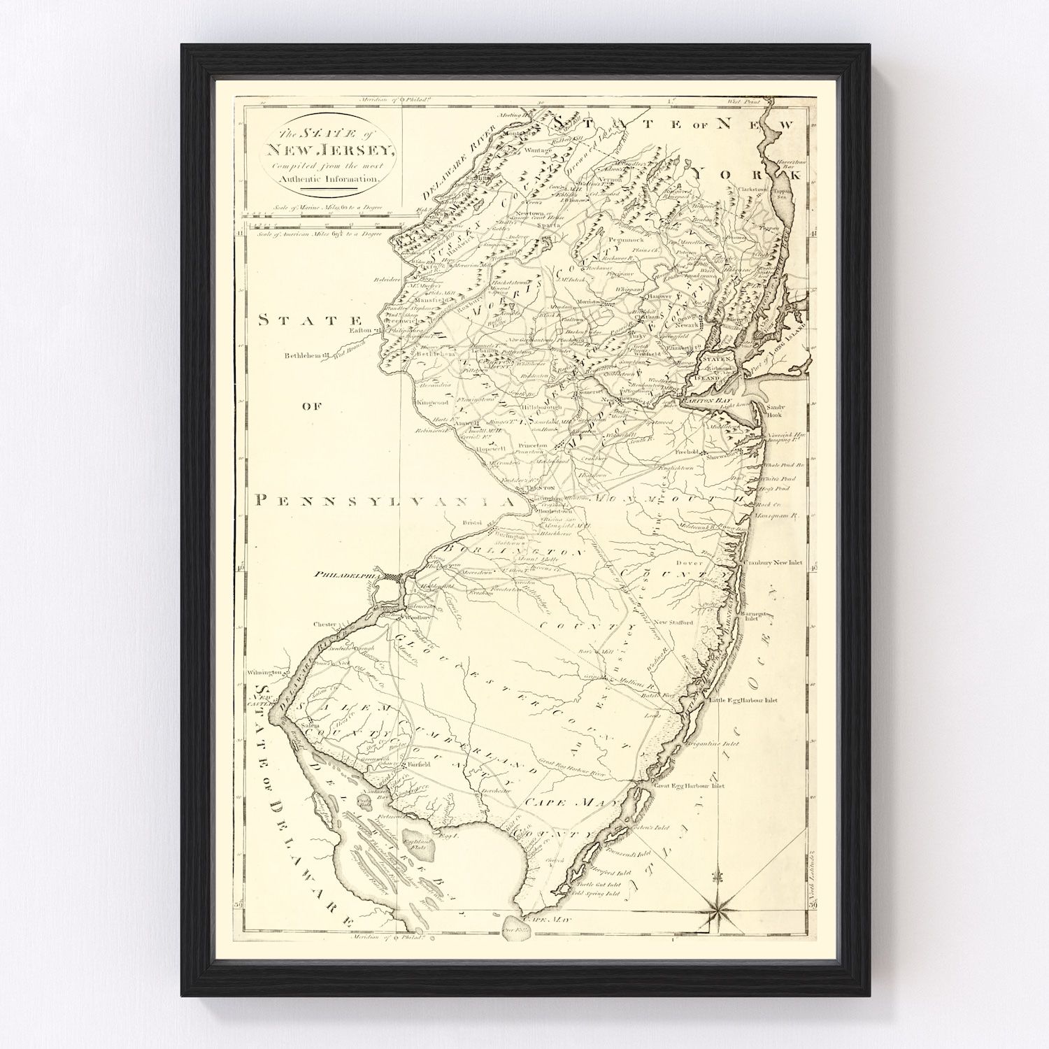 Vintage map of New Jersey, 1795