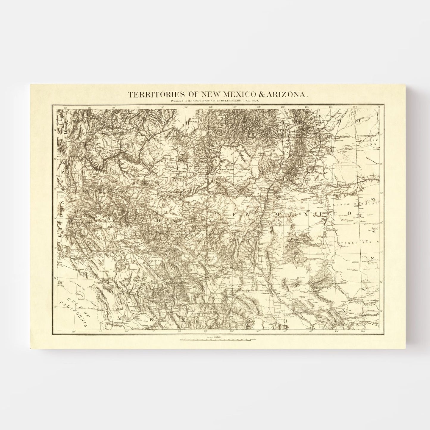Vintage Map of New Mexico, 1879