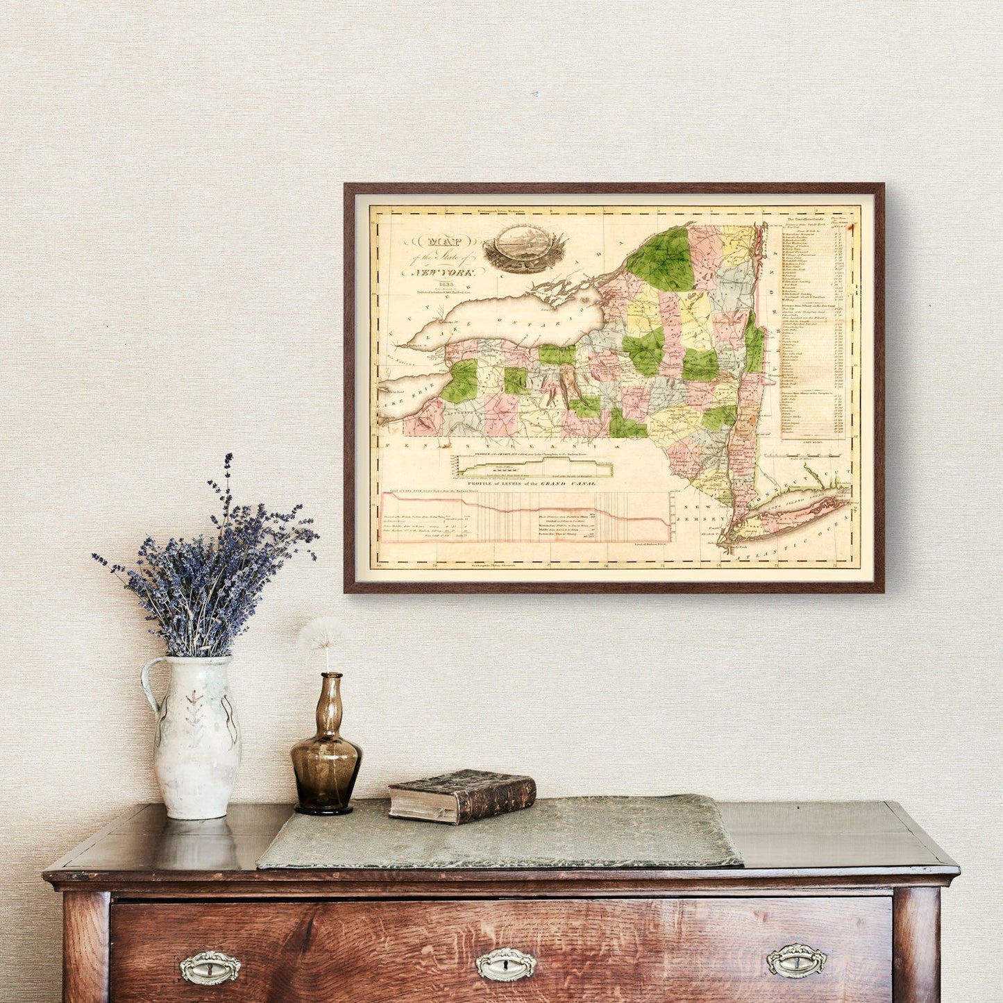 Vintage Map of New York State, 1833