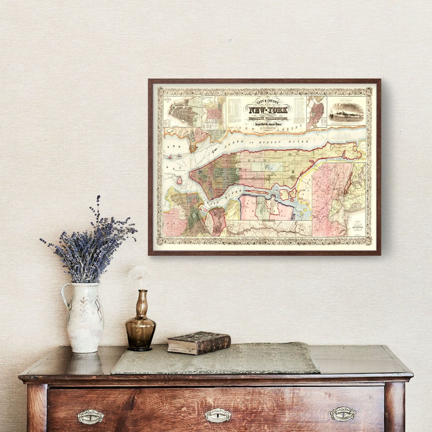 Vintage Map of New York State, 1857