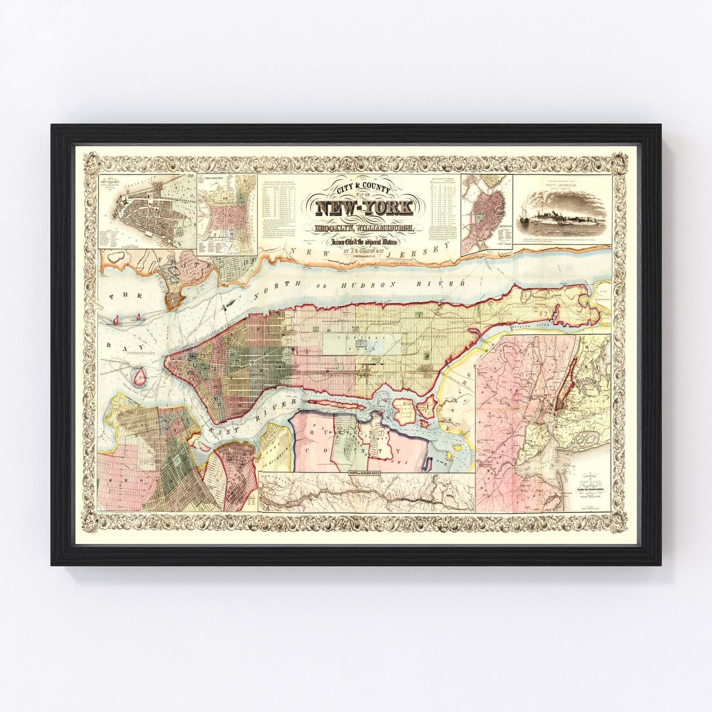 Vintage map of New York State, 1857