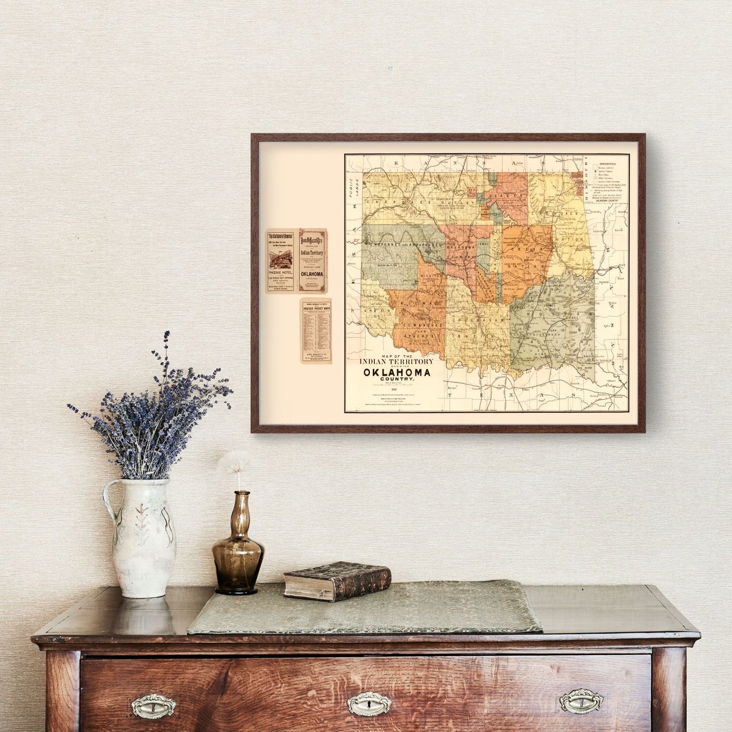 Vintage Map of Oklahoma, 1889