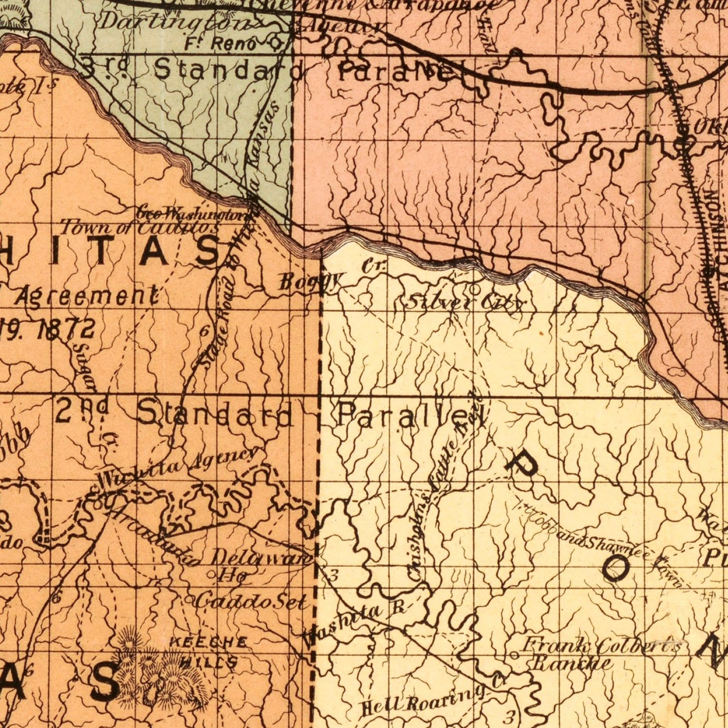 Vintage Map of Oklahoma, 1889