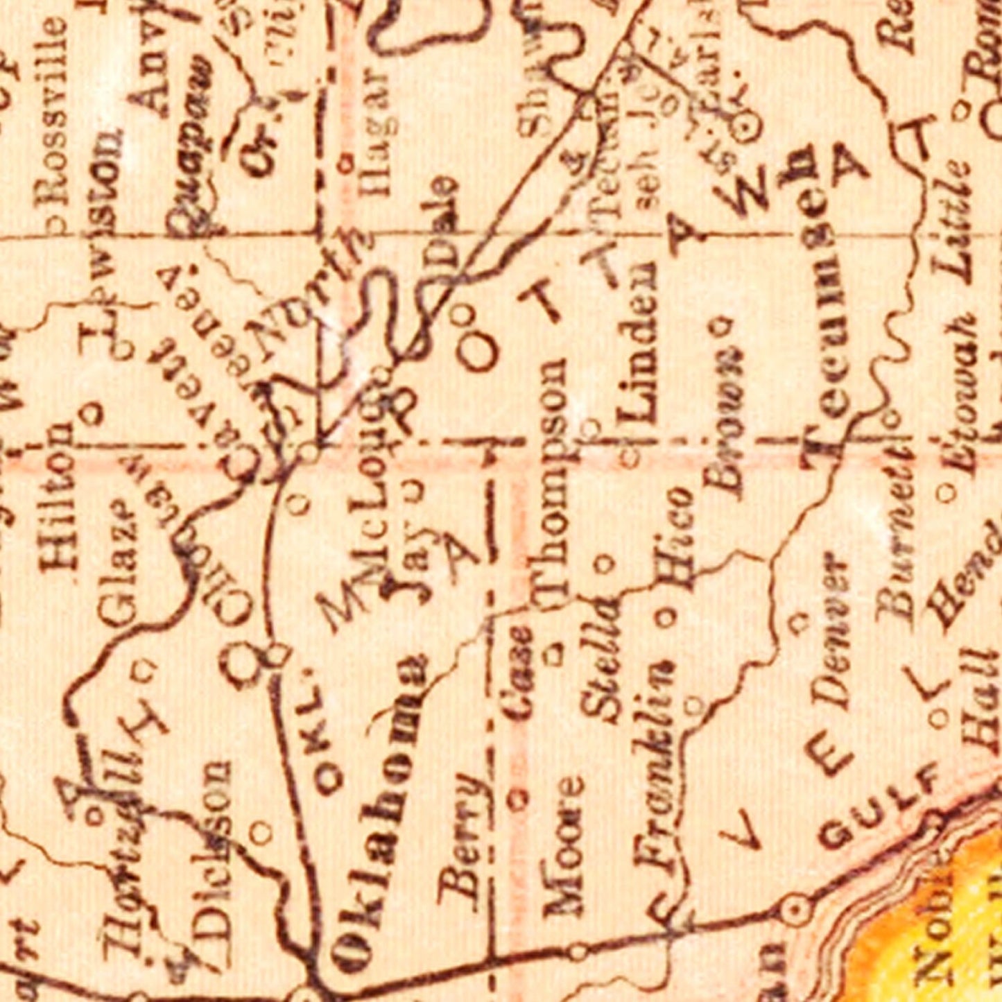 Vintage Map of Oklahoma, 1895