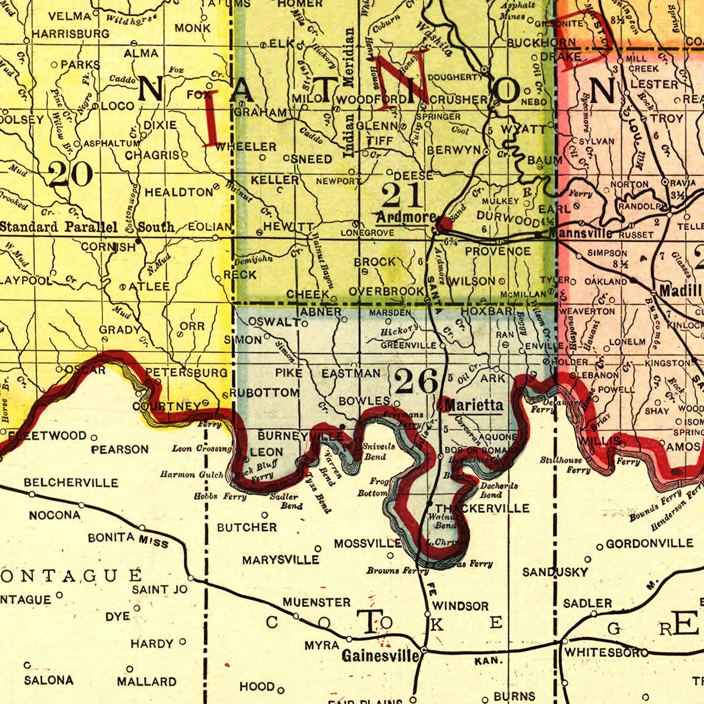 Vintage Map of Oklahoma, 1905