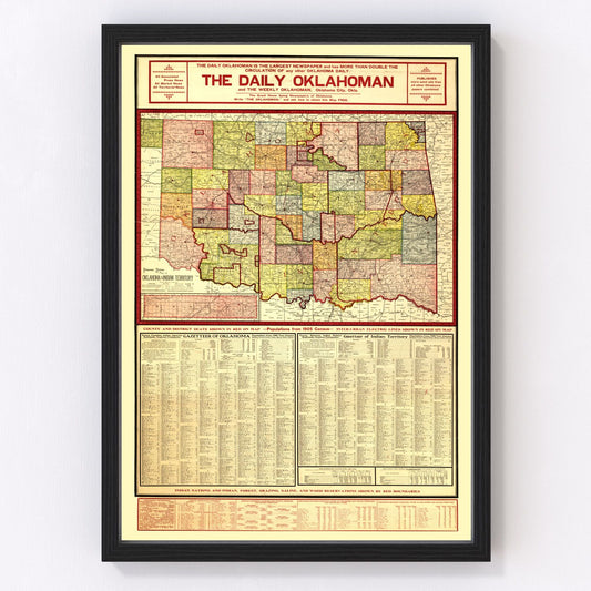 Vintage map of Oklahoma, 1905