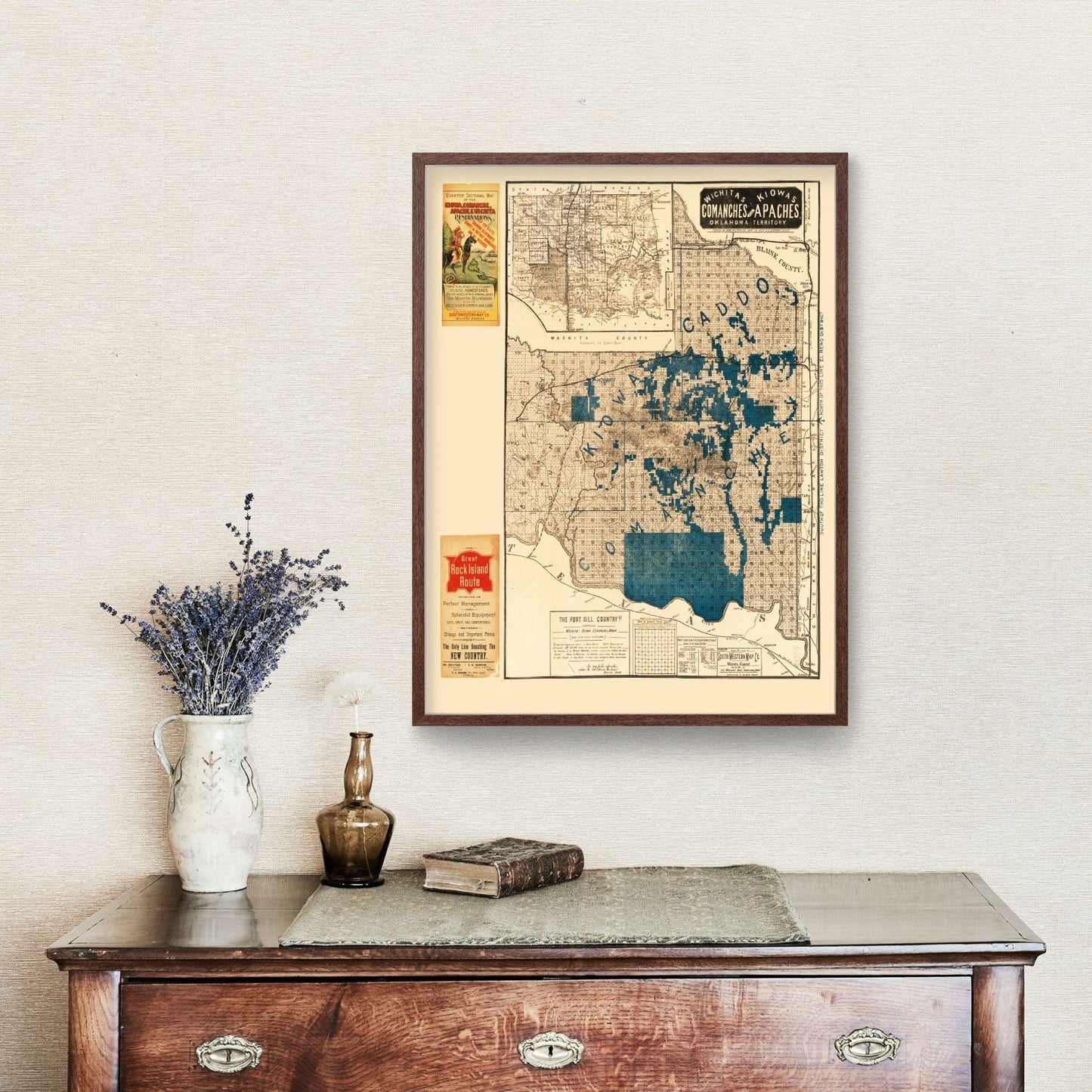 Vintage Map of Oklahoma, 1890