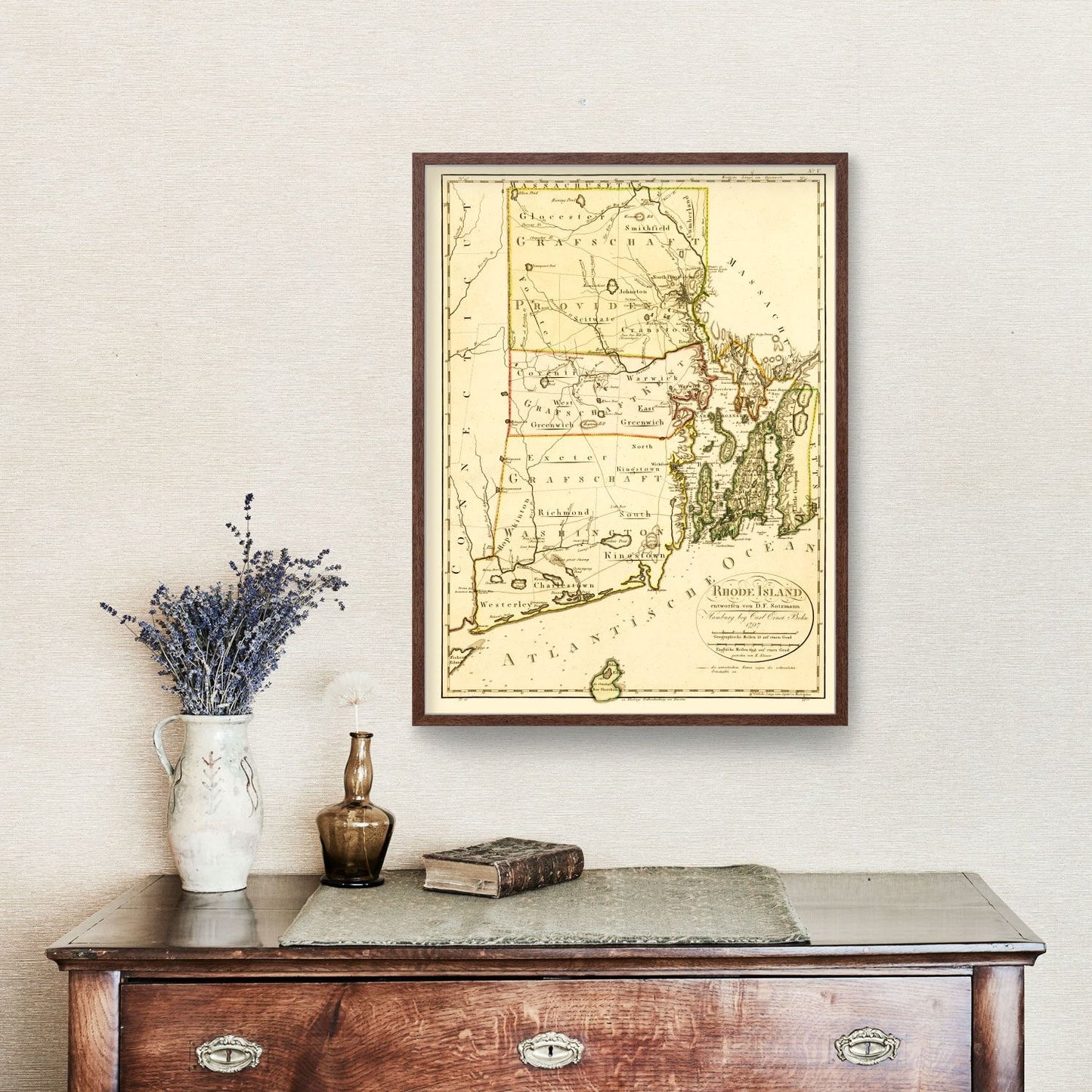 Vintage Map of Rhode Island, 1797