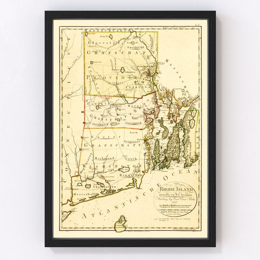 Vintage map of Rhode Island, 1797