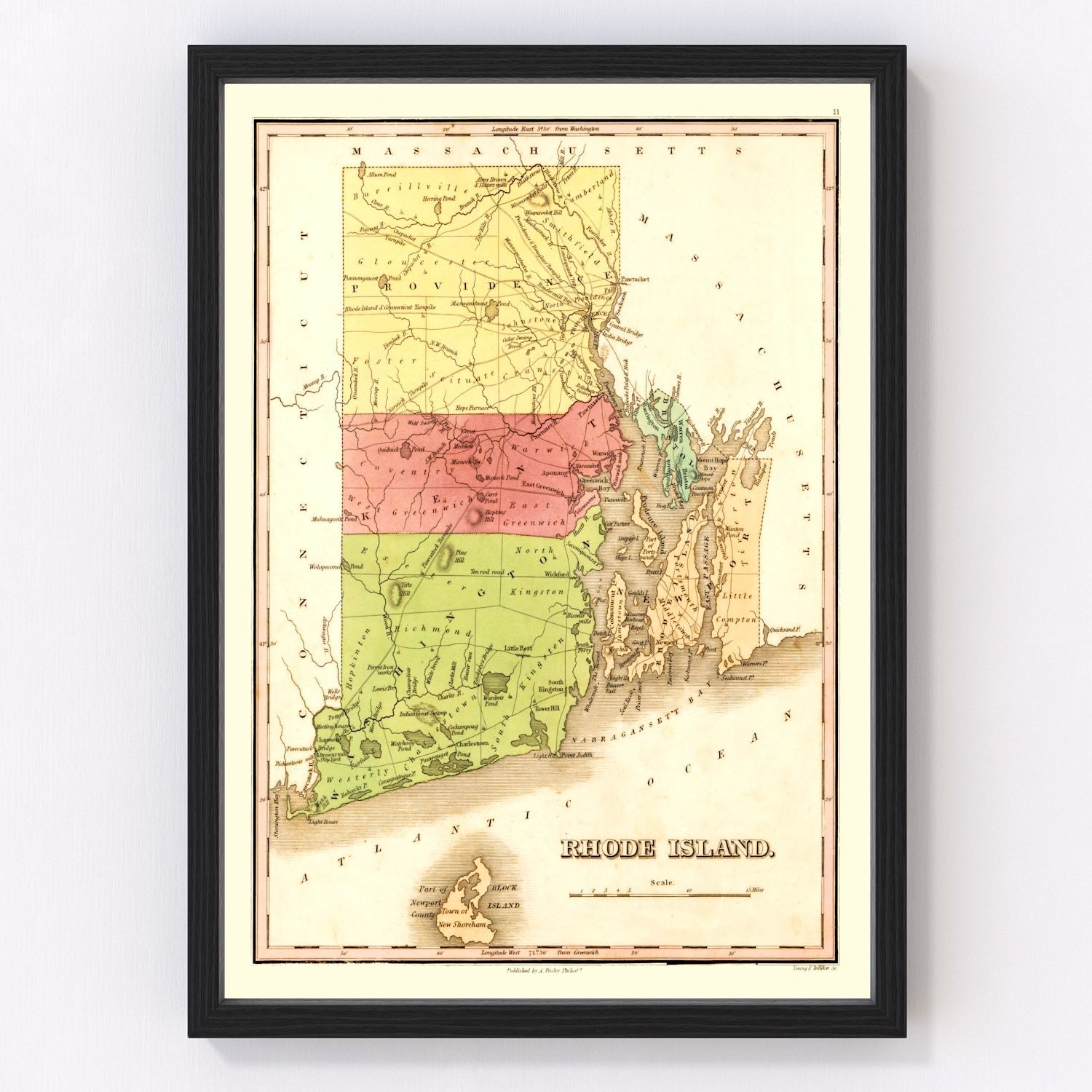 Vintage map of Rhode Island, 1829