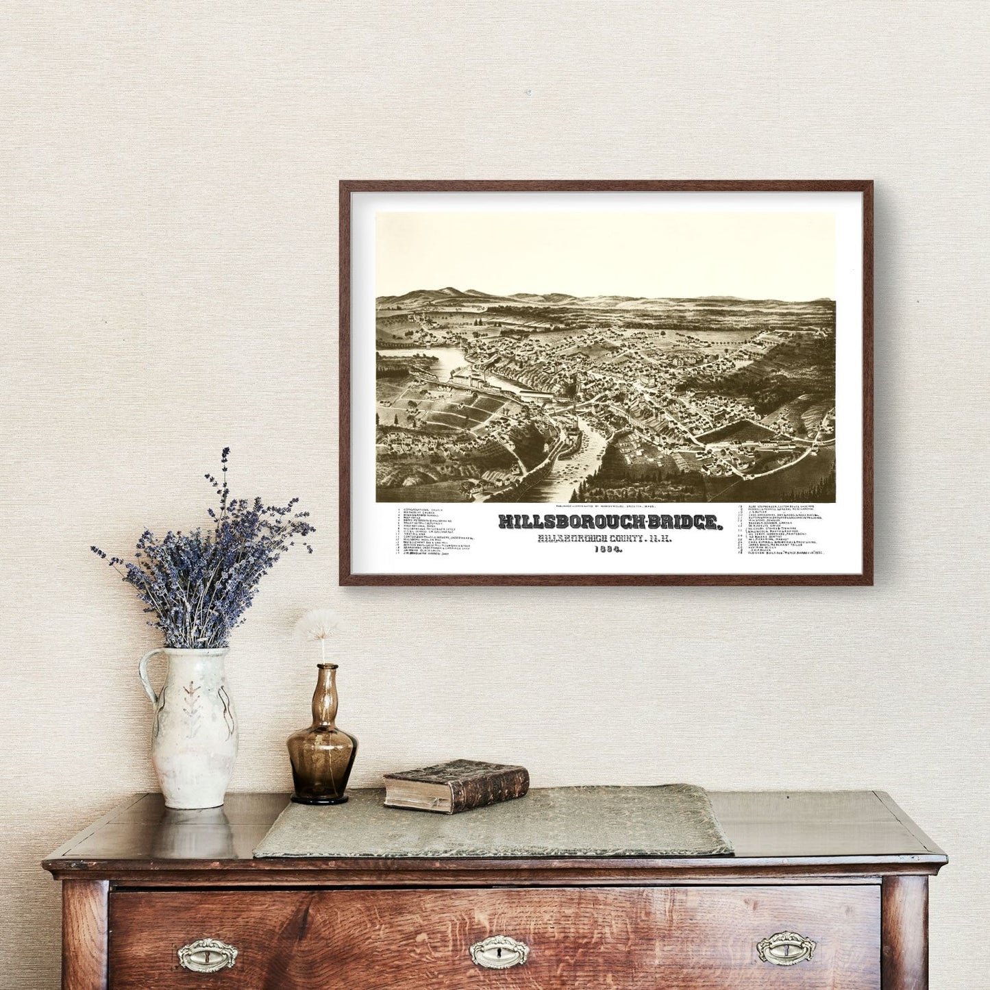 Vintage Map of Hillsborough Bridge, New Hampshire, 1884