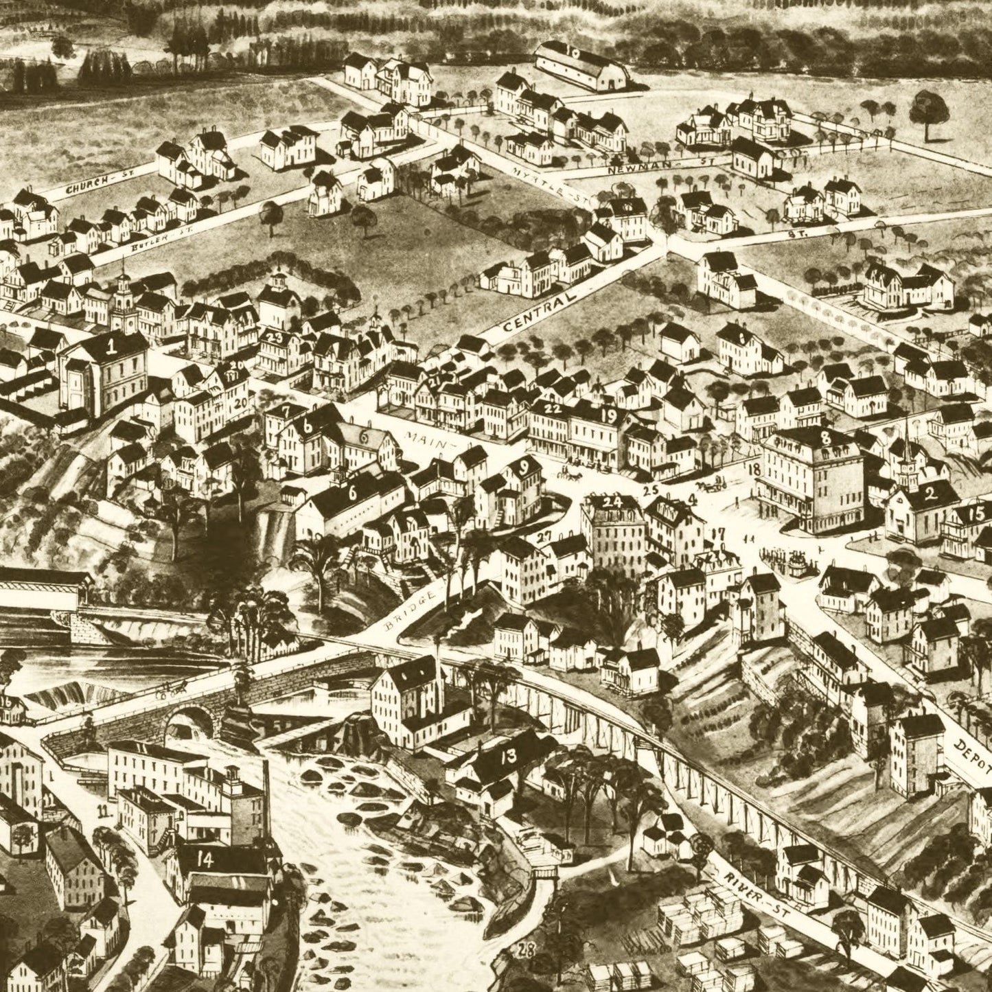 Vintage Map of Hillsborough Bridge, New Hampshire, 1884