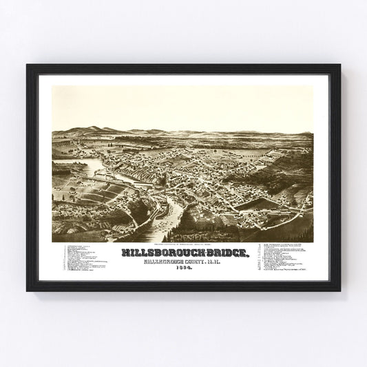 vintage map of Hillsborough Bridge, New Hampshire, 1884