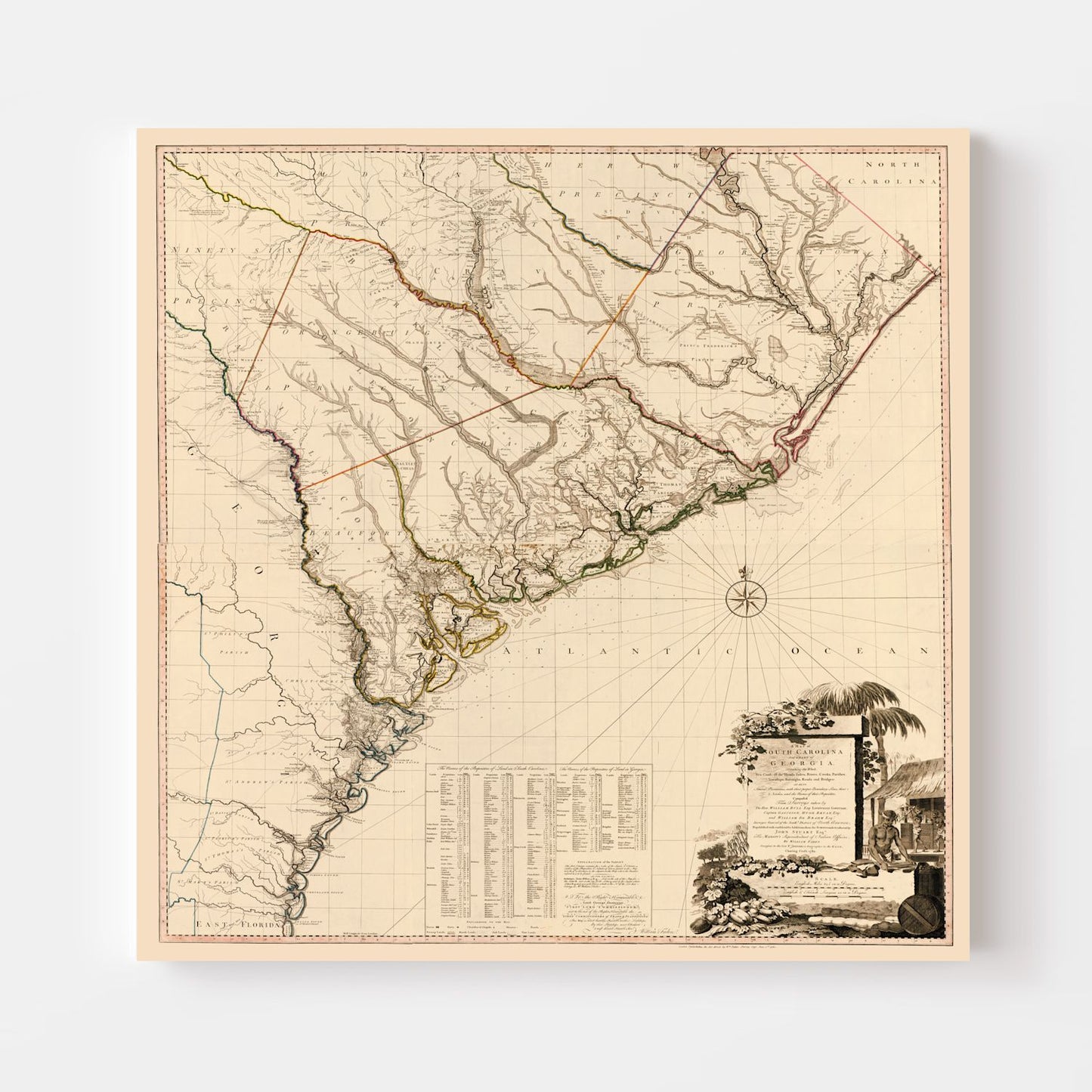 Vintage Map of South Carolina, 1780