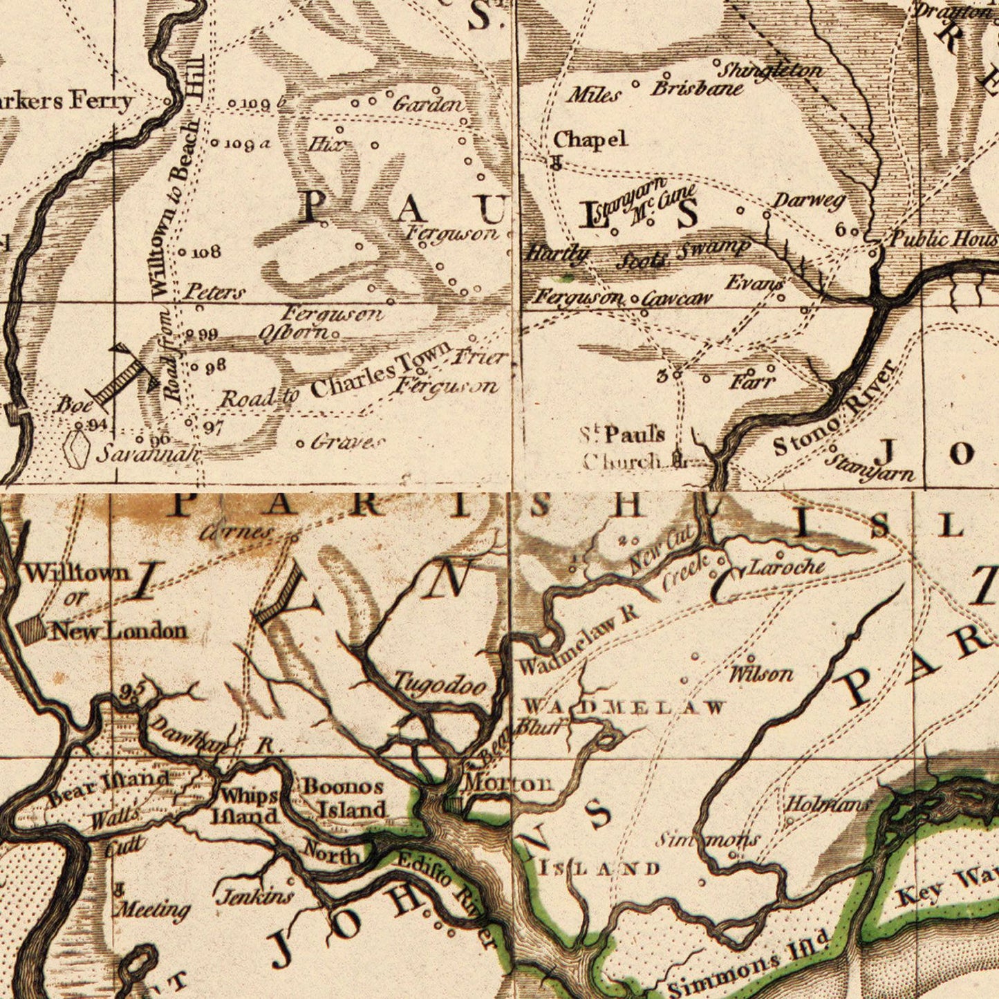 Vintage Map of South Carolina, 1780