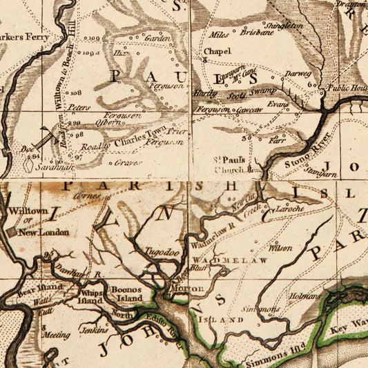 Vintage Map of South Carolina, 1780