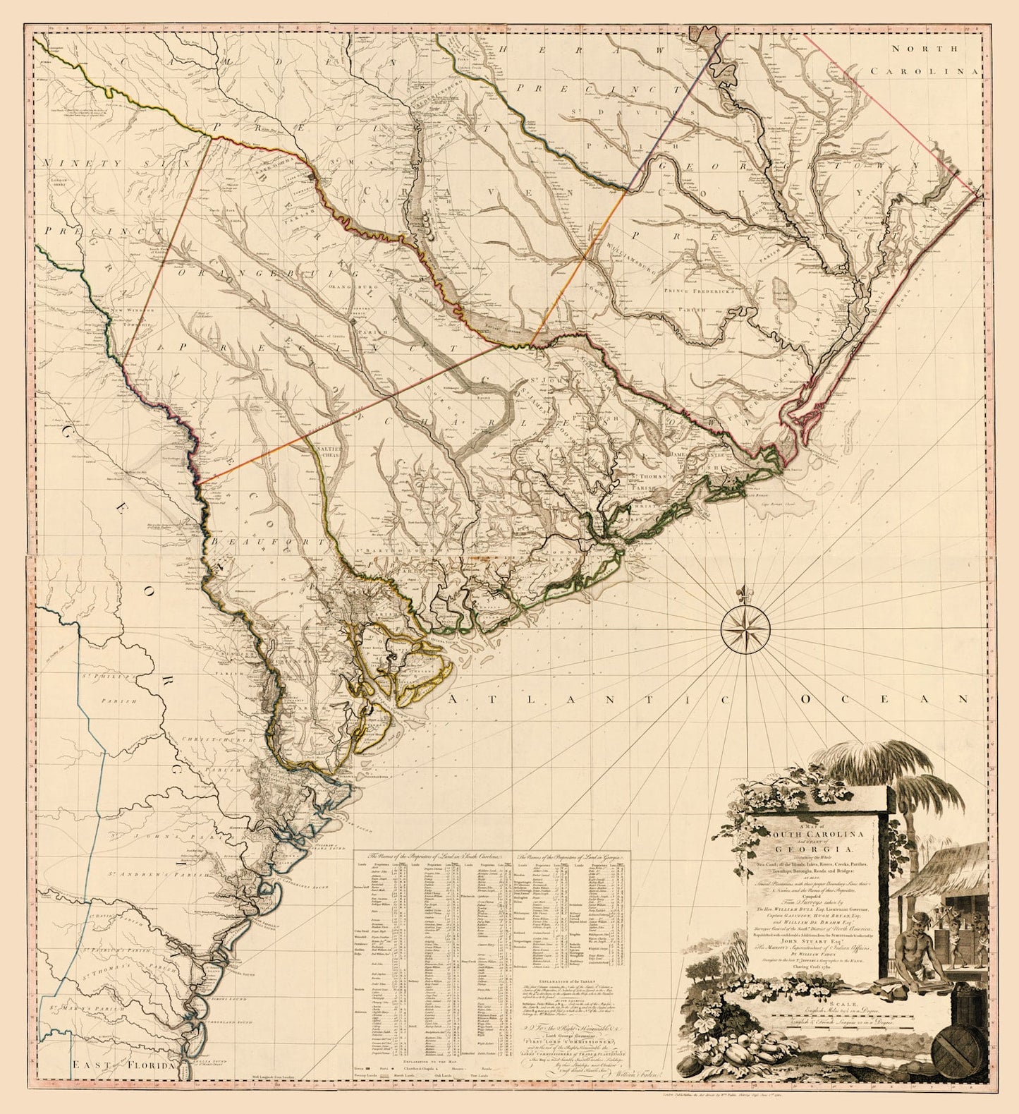 Vintage Map of South Carolina, 1780