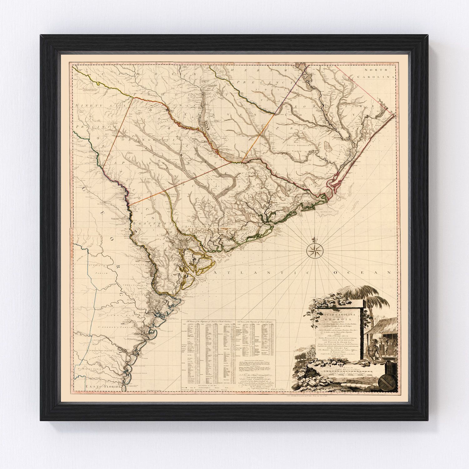 Vintage map of South Carolina, 1780