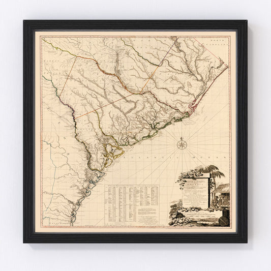 Vintage map of South Carolina, 1780