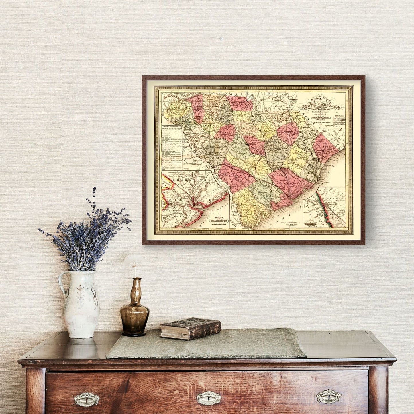 Vintage Map of South Carolina, 1849