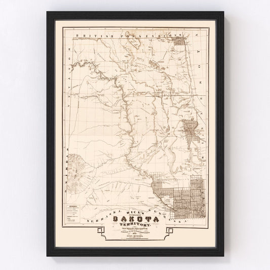 vintage map of South Dakota, 1872