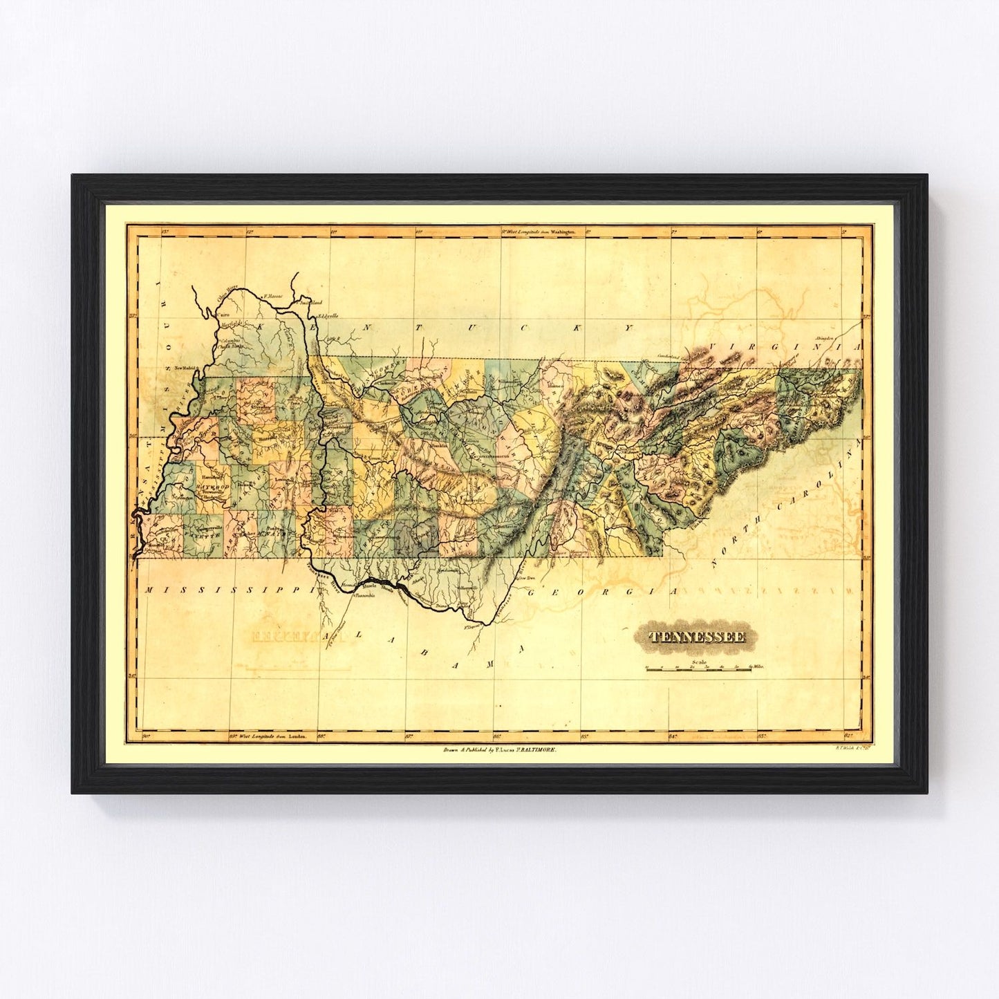 vintage map of Tennessee, 1826