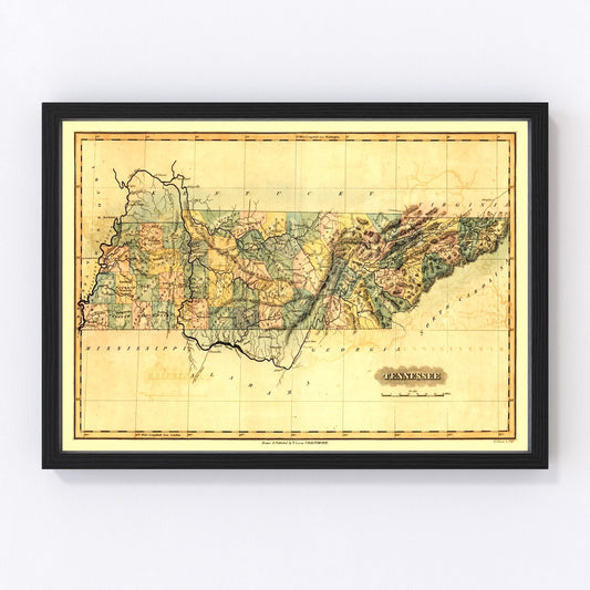 vintage map of Tennessee, 1826