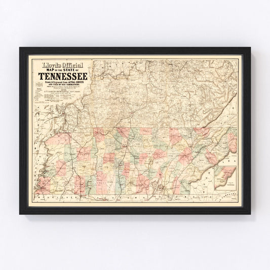 vintage map of Tennessee, 1862