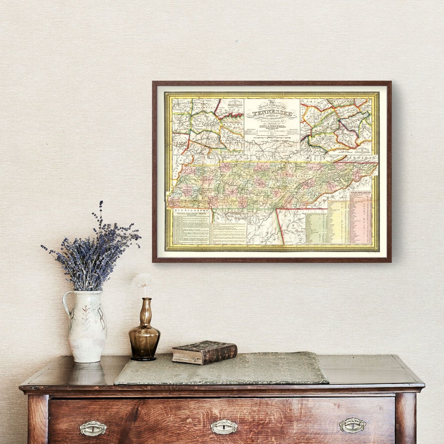 Vintage Map of Tennessee, 1851