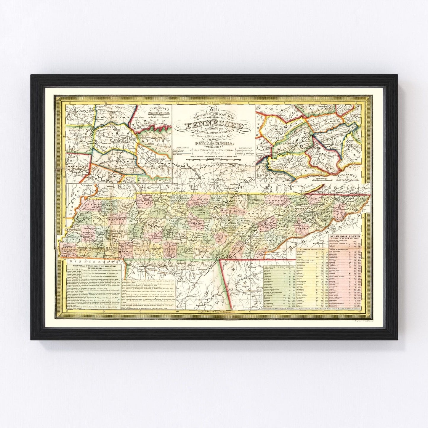 vintage map of Tennessee, 1851