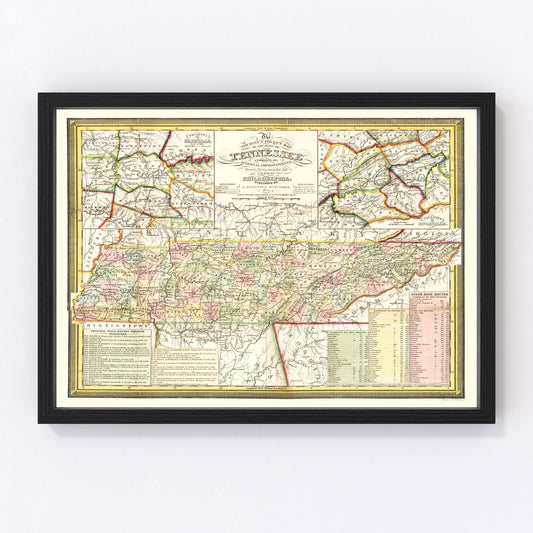 vintage map of Tennessee, 1851
