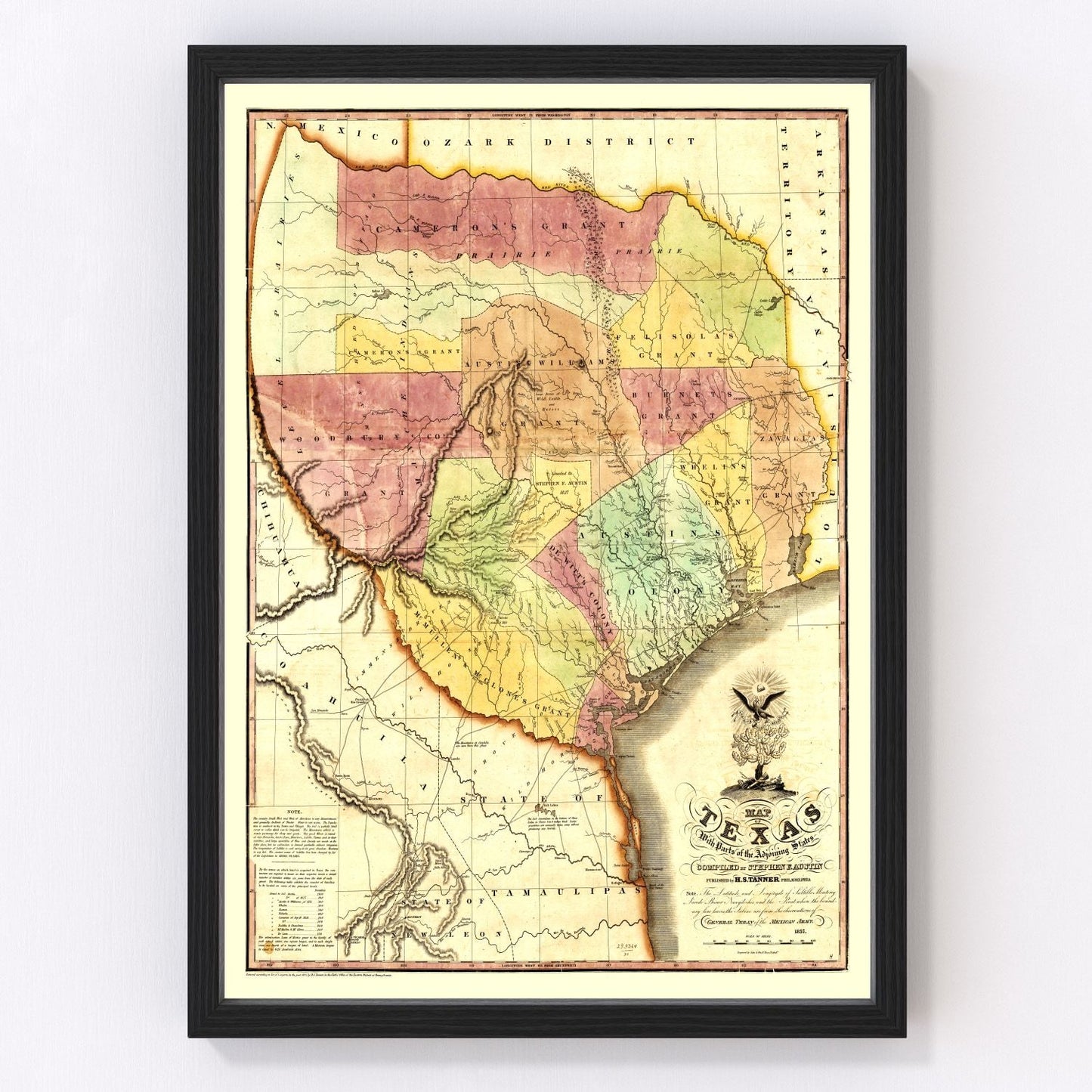vintage map of Texas, 1837