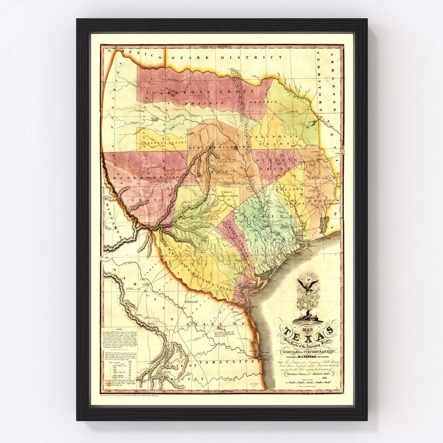 vintage map of Texas, 1837