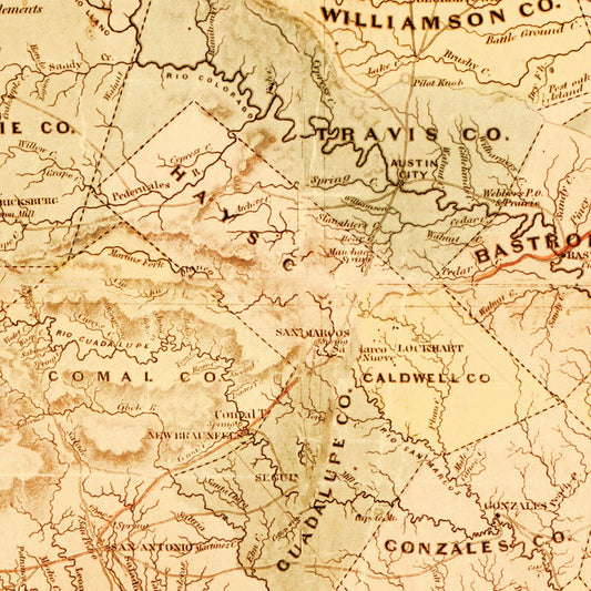 Vintage Map of Texas, 1853