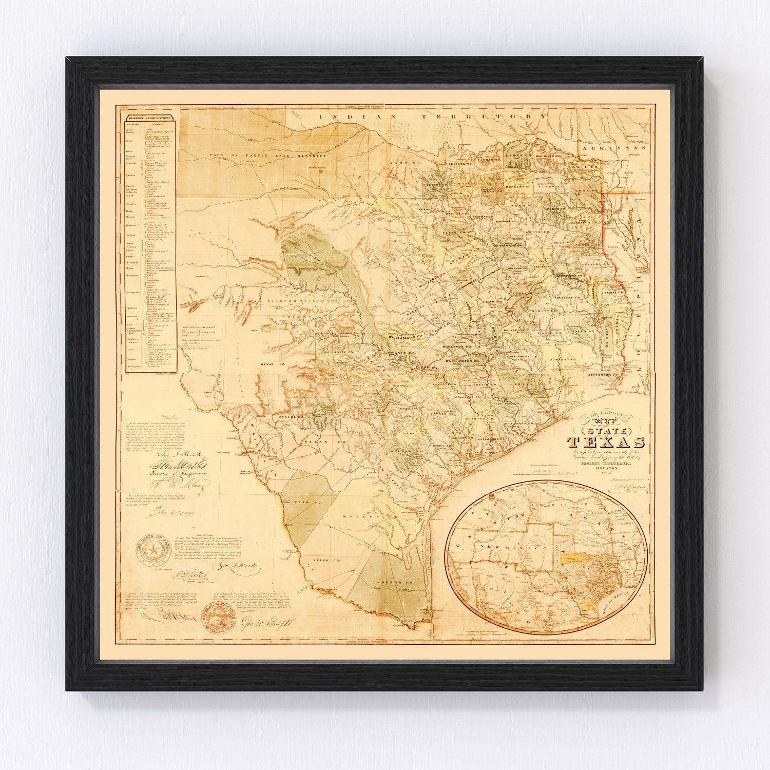 Vintage map of Texas, 1853