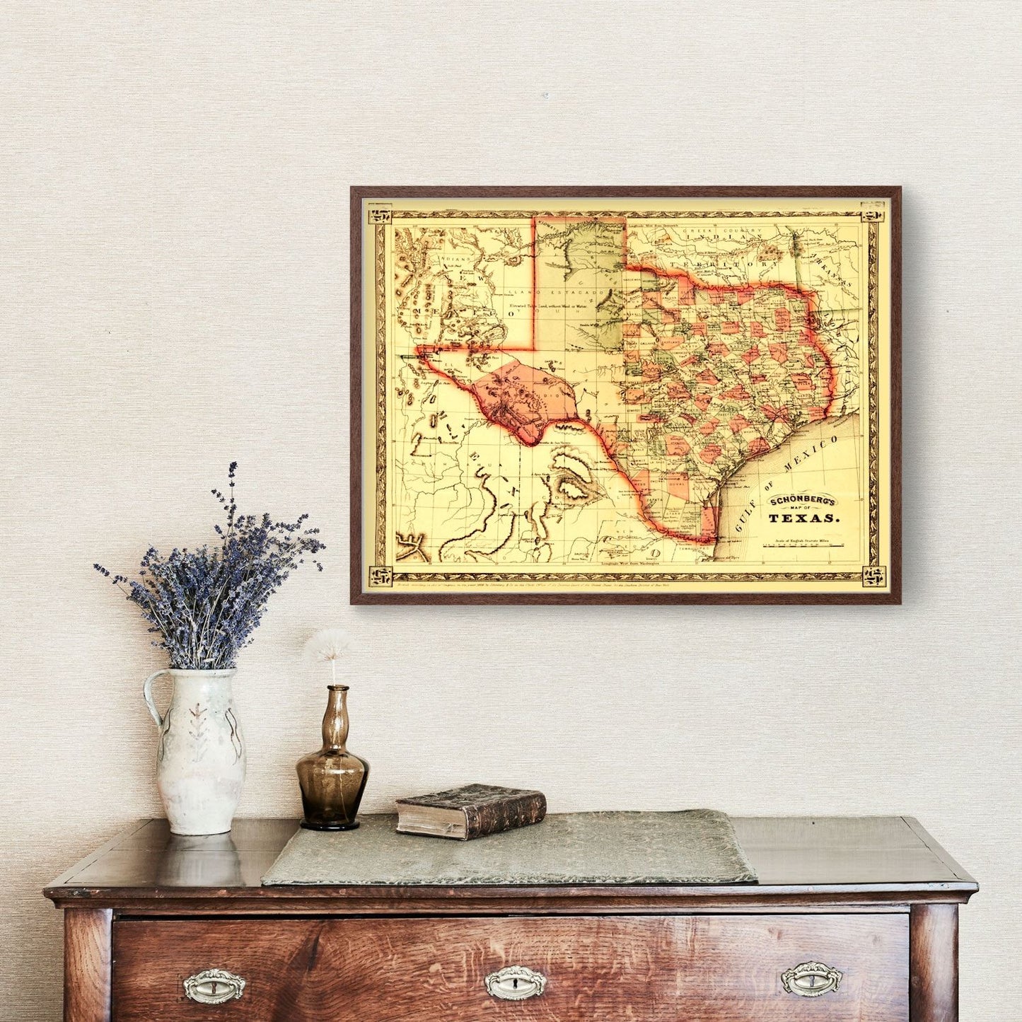 Vintage Map of Texas, 1866