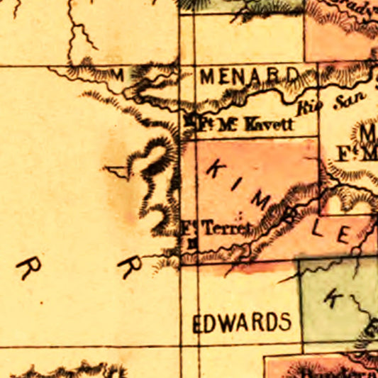 Vintage Map of Texas, 1866