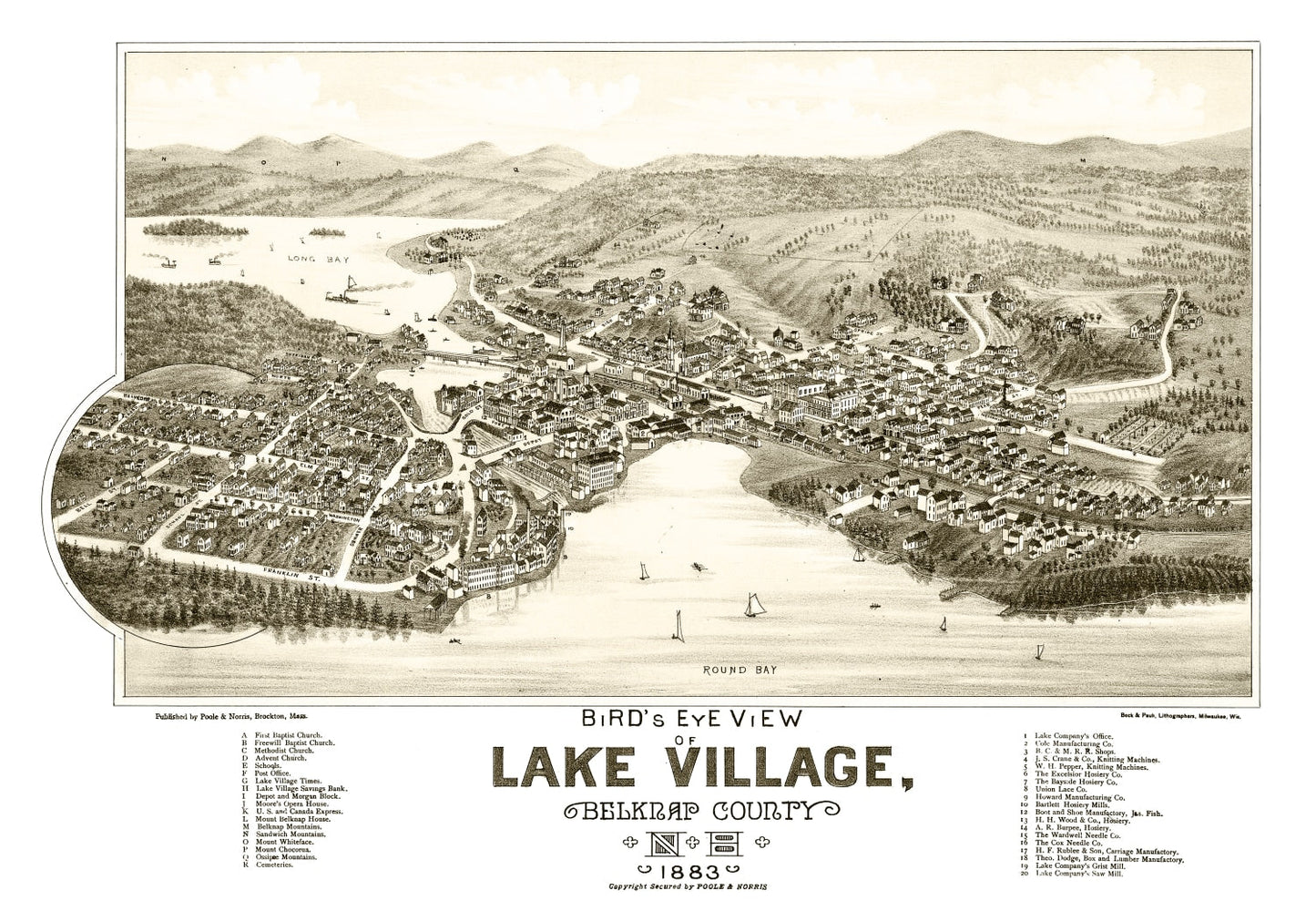 Vintage Map of Lake Village, New Hampshire, 1883