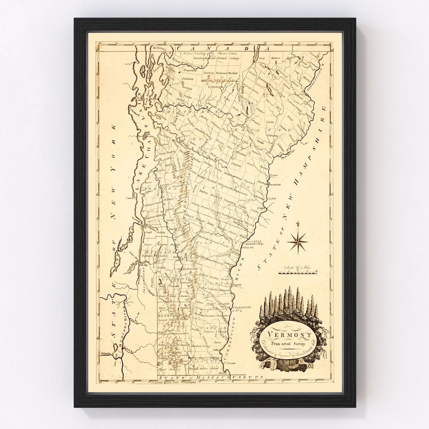 Vintage map of Vermont, 1795