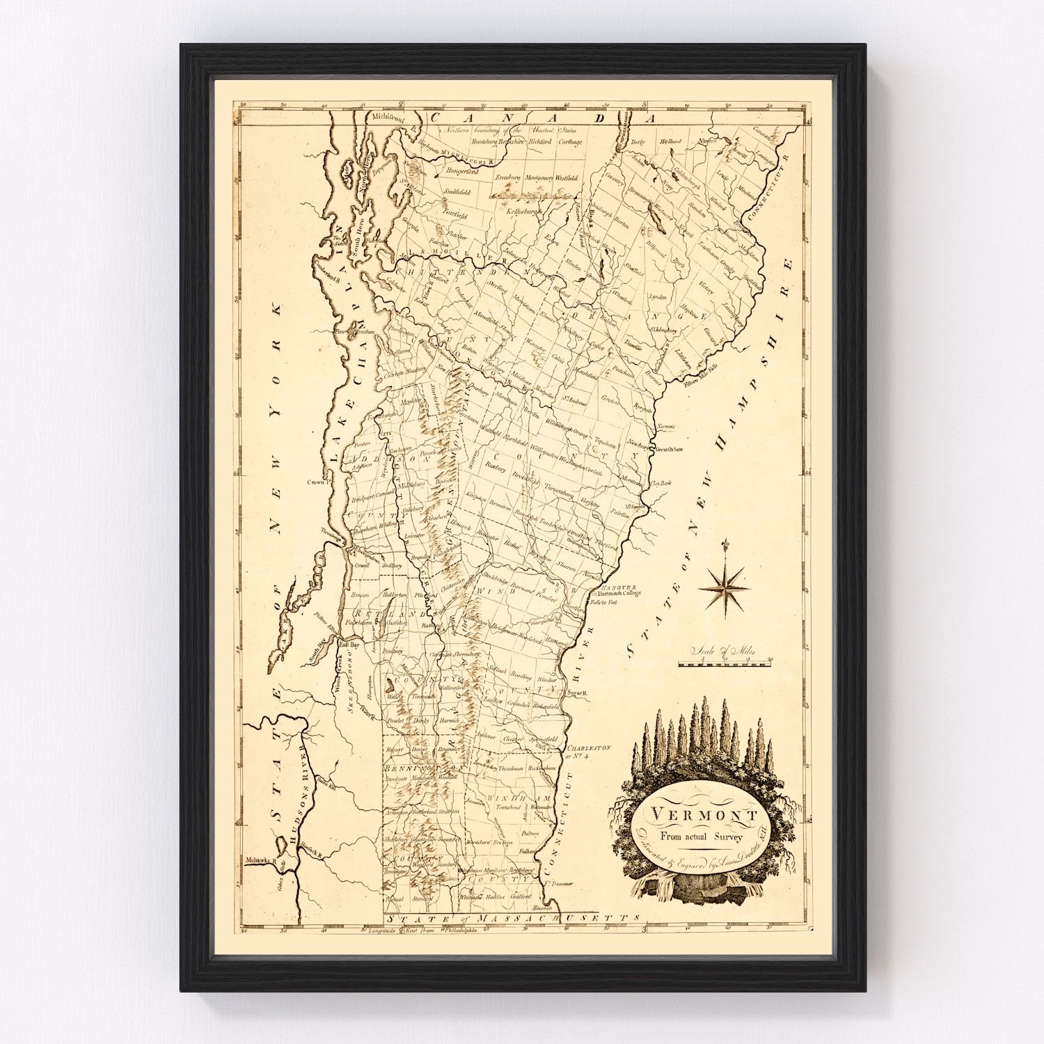 Vintage map of Vermont, 1795