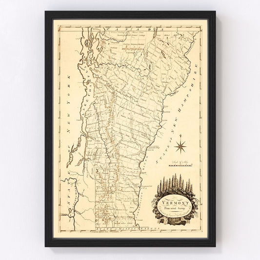 Vintage map of Vermont, 1795