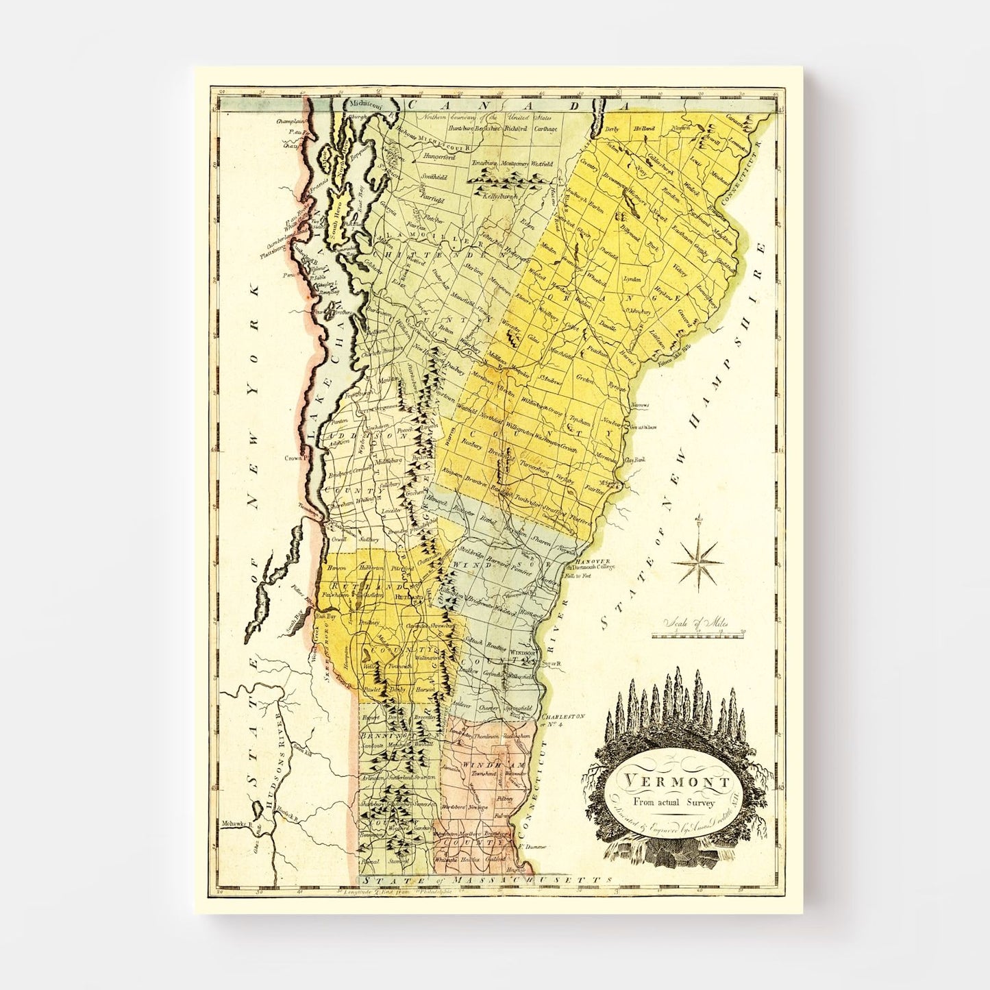 Vintage Map of Vermont, 1814
