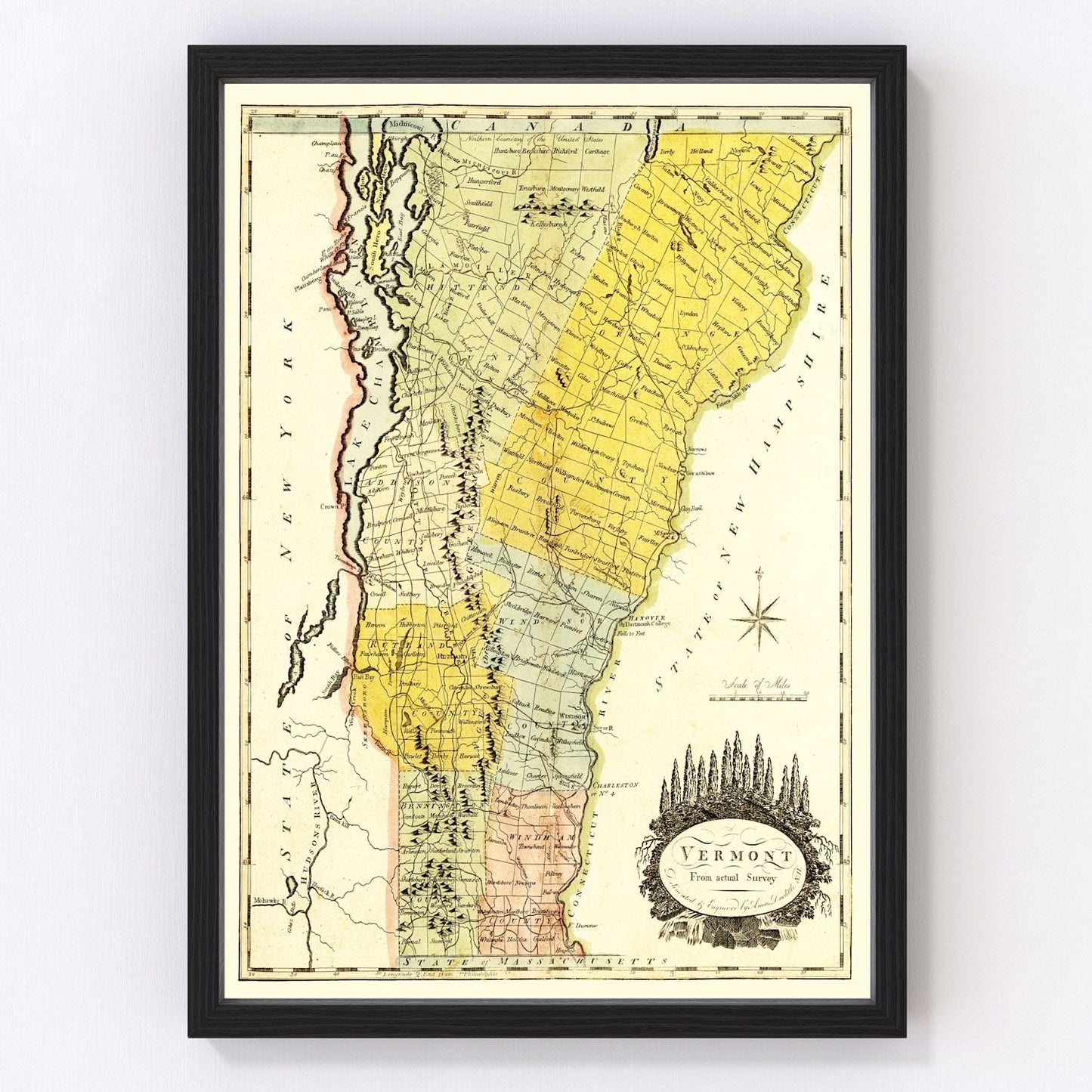 Vintage map of Vermont, 1814