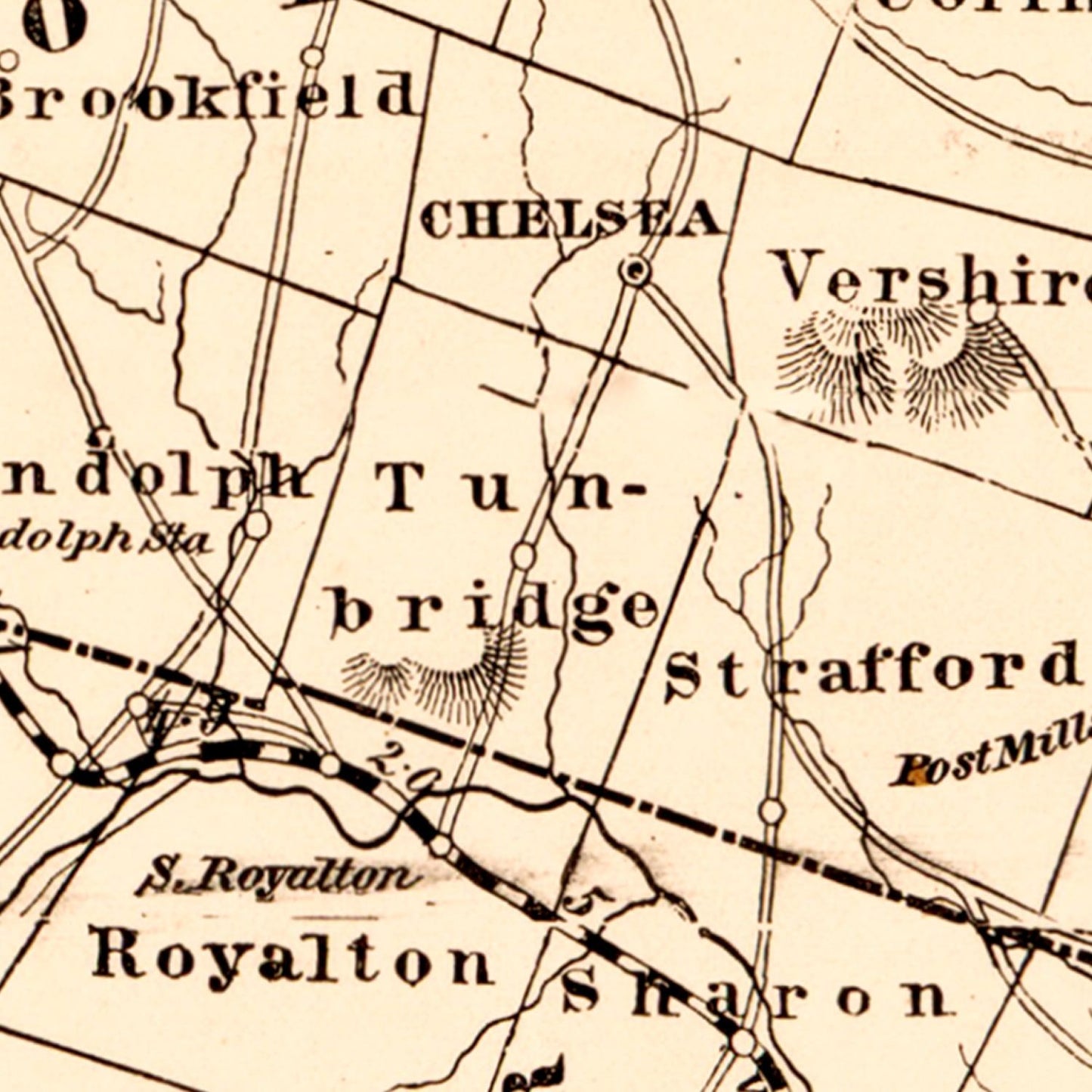 Vintage Map of Vermont, 1890