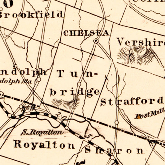Vintage Map of Vermont, 1890