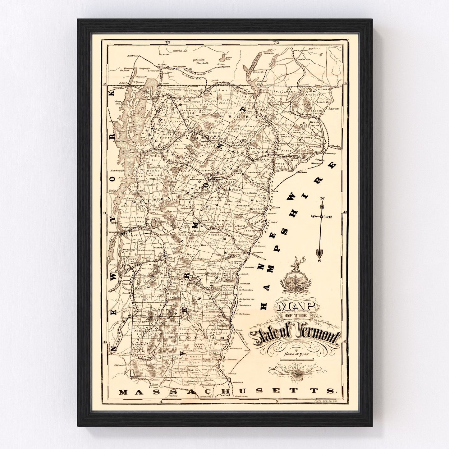 Vintage map of Vermont, 1890
