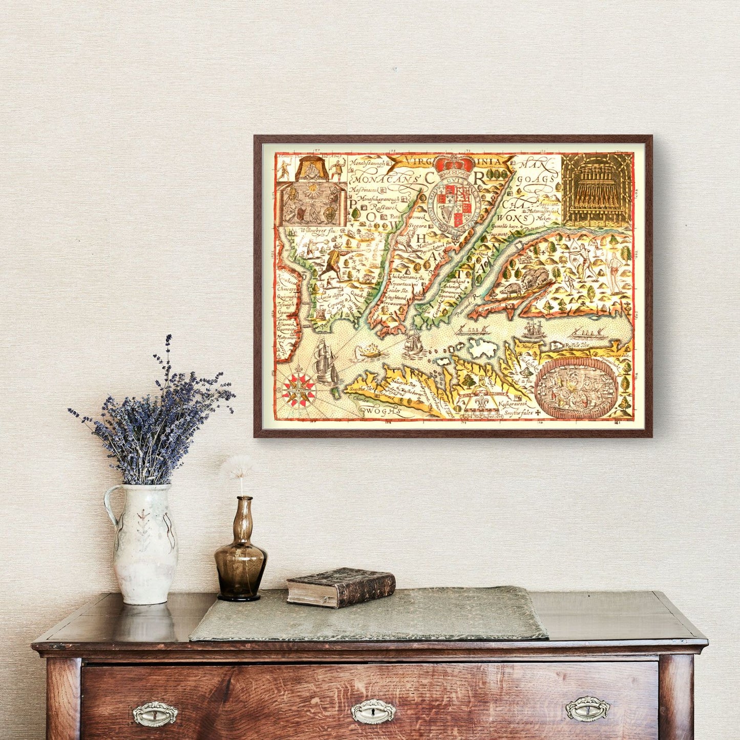 Vintage Map of Virginia, 1637
